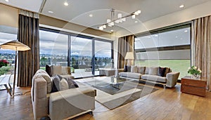 The spacious luxury living room in the Bellevue House