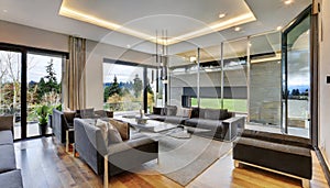 The spacious luxury living room in the Bellevue House