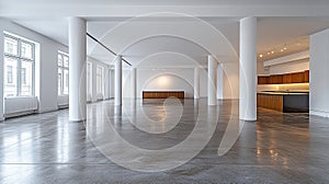 Spacious, modern, empty loft apartment