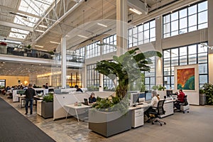 Large modern office with open workspace photo