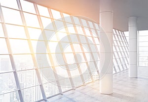 Spacious office interior with sunlight