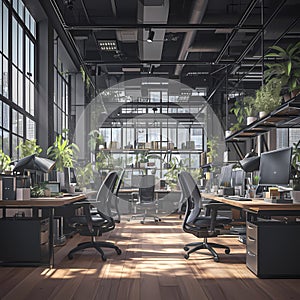 Spacious Office: Modern, Uncluttered Efficiency