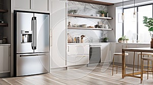 spacious refrigerator in kitchen