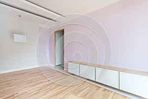 Spacious room in pastel colors