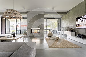 Spacious villa with cement wall