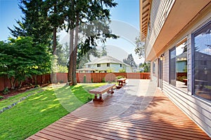 Spacious wooden walkout deck