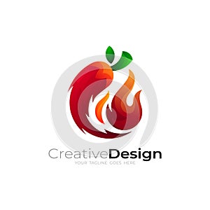 Spacy logo with fire design template, red color