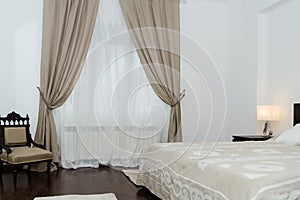 Spacy Luxury Modern Double Bedroom with Hard Wood Furniture.