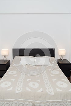 Spacy Luxury Modern Double Bedroom with Hard Wood Furniture.