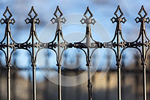 Spade design gothic black iron metal fence pieces bolted together