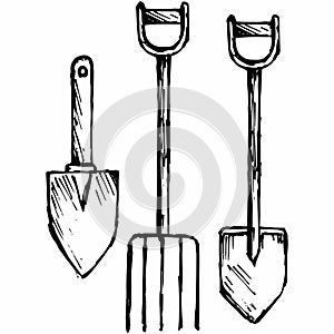 Spade and pitchfork, bayonet spade photo