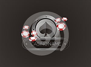 Spade with poker chips, poster, banner, backdrop, backdrop