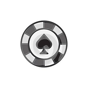 Spades chip filled outline icon