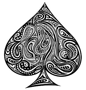 Spades symbol performed in ornamental way