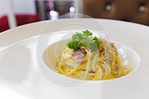 Spagetti ham and mushroom