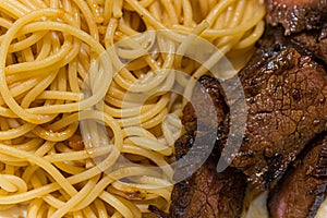 Spagetti Pasta with meat texture