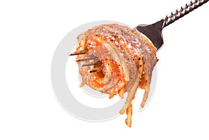 Spagetti wrapped around fork