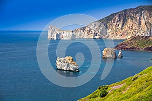 Spaggia di Masua beach and Pan di Zucchero, Costa Verde, Sardinia, Italy photo