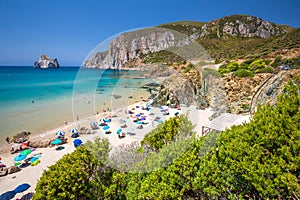 Spaggia di Masua beach and Pan di Zucchero, Costa Verde, Sardinia, Italy