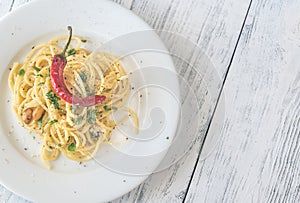 Spaghetti aglio olio e peperoncino