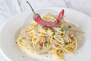 Spaghetti aglio olio e peperoncino