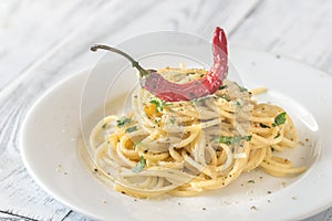 Spaghetti aglio olio e peperoncino