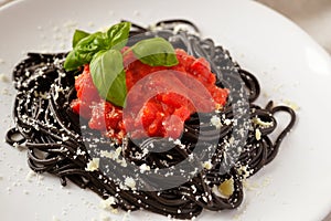 Spaghetti al nero di seppia photo