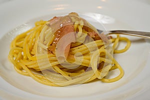 Spaghetti alla Bottarga Italian Pasta with Fish Roe