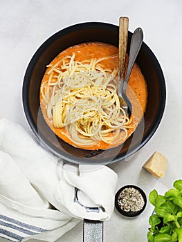 Spaghetti alla Napoletana in a Pan photo