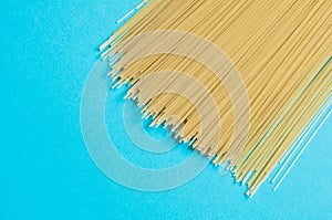 Spaghetti on a blue background.