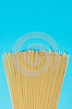 Spaghetti on a blue background.