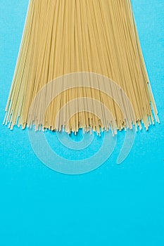 Spaghetti on a blue background