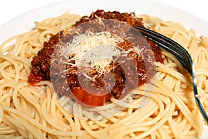 Spaghetti bolognaise macro horizontal