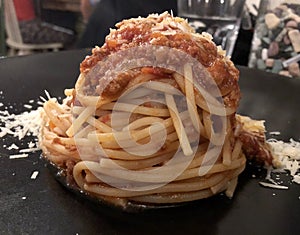 Spaghetti Bolognese . Close