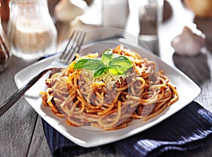 Spaghetti in bolognese sauce