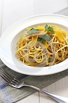 Spaghetti with bottarga, italian cuisine