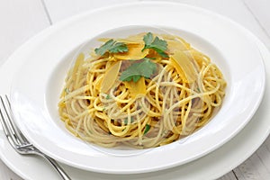 Spaghetti with bottarga, italian cuisine