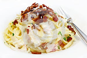 Spaghetti Carbonara with egg