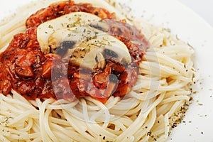 Spaghetti and champignons