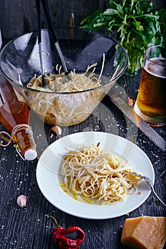 Spaghetti with chilli and garlic