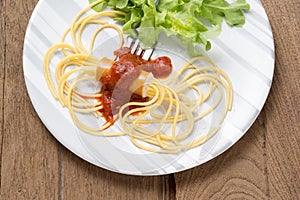 Spaghetti in dish