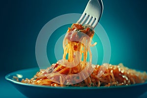 Spaghetti fork food. Generate AI