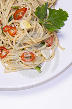 Spaghetti garlic, hot pepper,olive oil , Spaghetti aglio, olio,