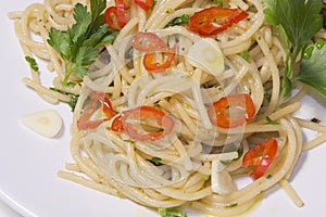 Spaghetti garlic, hot pepper,olive oil , Spaghetti aglio, olio,