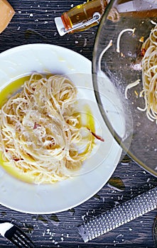 Spaghetti with garlic oil and chilli