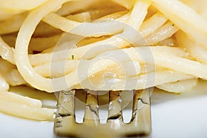 Spaghetti with garlic, oil and hot peppers