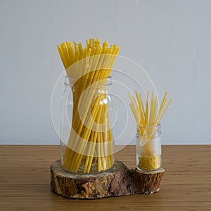 Spaghetti in glass jar