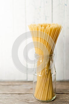 Spaghetti in a glass jar