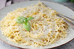 Spaghetti with italian cheese pecorino romano