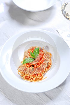Spaghetti italian pasta with tomato sauce